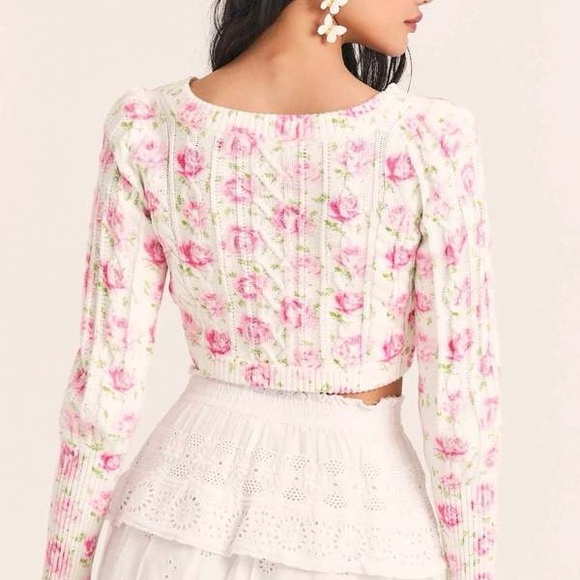 Love shack fancy floral crop cardigan - Picture 4 of 7